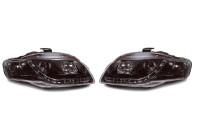 Set headlights suitable for incl. DRL Audi A4 B7 2005-2008 - Black - incl. Motor