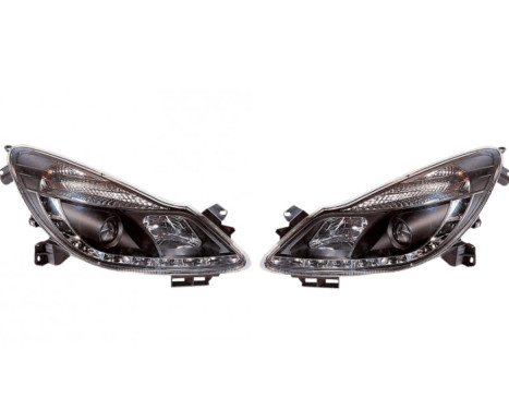 Set headlights suitable for incl. DRL Opel Corsa D 2006-2010 - Black