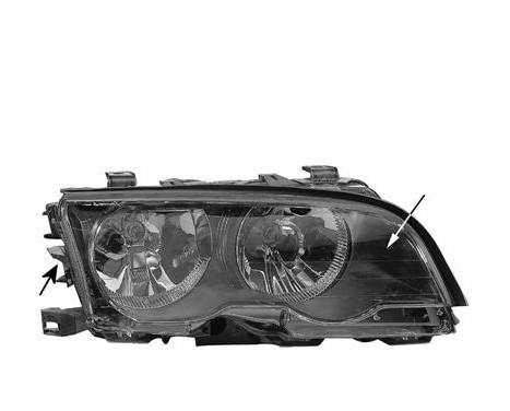 Headlight right BLACK H7 + H7 up to '02 0647966 Van Wezel