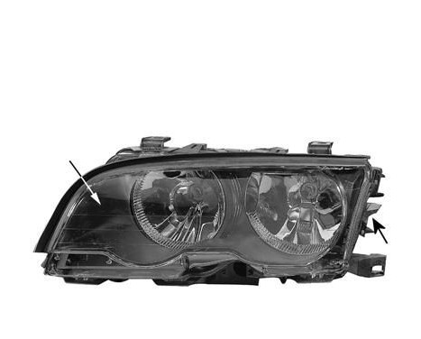 Headlight right BLACK H7 + H7 up to '02 0647966 Van Wezel, Image 2