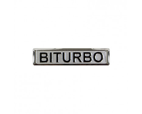 Aluminium Embleem/Logo - BITURBO - 7x1,7cm Aluminium Embleem/Logo - BITURBO - 7x1,7cm