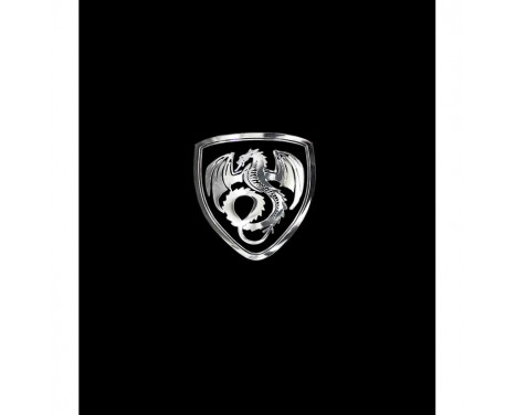Nikkel Sticker 'Dragon in a shield' - 50x45mm Nikkel Sticker 'Dragon in a shield' - 50x45mm