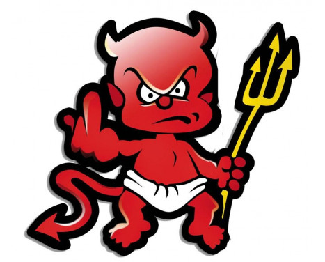 Sticker Devil + Pitchfork - rood - 9x9cm Sticker Devil + Pitchfork - rood - 9x9cm