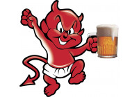 Sticker Devil With Beer - 10,5x10,5cm