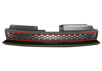 Embleemloze GTi-Look Grill Volkswagen Golf VI 2008-2012 Zwart/Rood