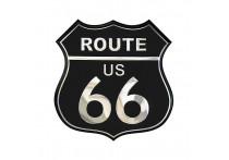 Aluminium Embleem/Logo - ROUTE 66 - Black - 8x8cm