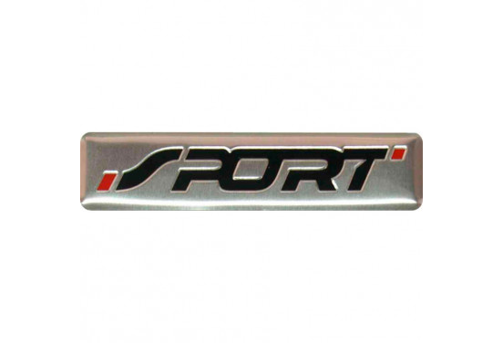 Aluminium Embleem/Logo - SPORT - Black & Red - 7x1,7cm