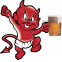 Sticker Devil With Beer - 10,5x10,5cm