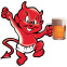 Sticker Devil With Beer - 10,5x10,5cm, voorbeeld 2