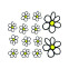 Sticker Flowers - wit/geel - 13.5x15.5cm, voorbeeld 2