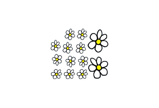 Sticker Flowers - wit/geel - 13.5x15.5cm