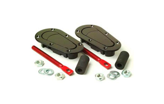 Jeu de crochets / goupilles de moto universels Racing Plus Flush - broches en aluminium noires + rouges, Image 3