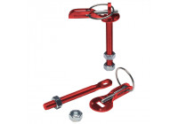Jeu de crochets / goupilles universels pour capot moteur - aluminium rouge