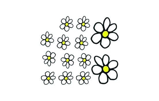 Sticker Fleurs blanches / jaunes - 13.5x15.5cm, Image 2