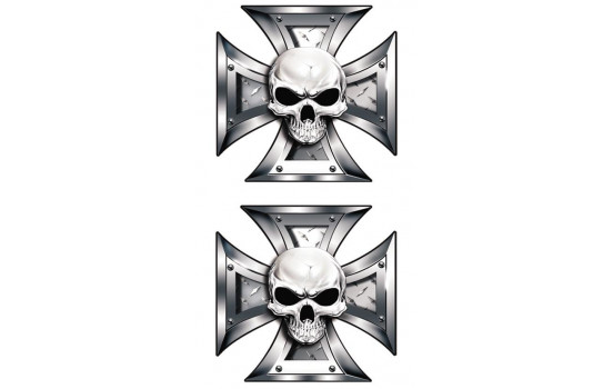 Stickerset Skull + BlackEyes dans IronCross - 2x 8x8cm