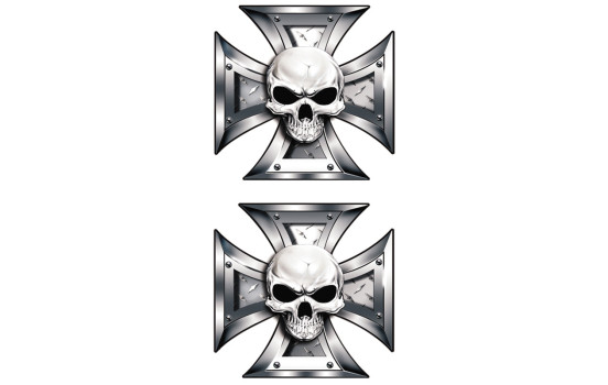 Stickerset Skull + BlackEyes dans IronCross - 2x 8x8cm, Image 2