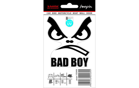 Autocollant Bad Boy - 7,5 x 8,5 cm - Noir