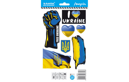 Autocollant de tatouage de voiture I love UKRAINE/mini collection - 12.5x17.1cm