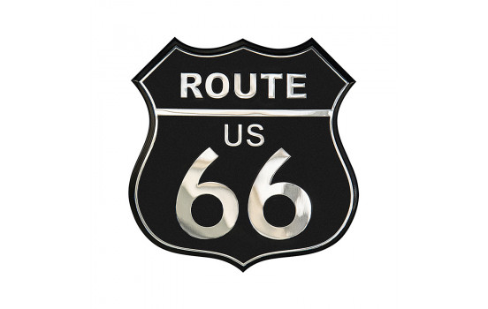 Emblème/Logo en Aluminium - ROUTE 66 - Noir - 8x8cm