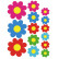 Feuille d'autocollant de fleurs colorées - 24.5x32x5cm