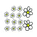 Sticker Fleurs blanches / jaunes - 13.5x15.5cm, Vignette 2