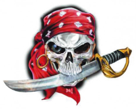 Sticker tête de mort pirate - 11x9cm