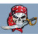 Sticker tête de mort pirate - 11x9cm, Vignette 2