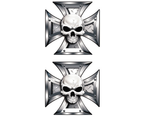 Stickerset Skull + BlackEyes dans IronCross - 2x 8x8cm, Image 2