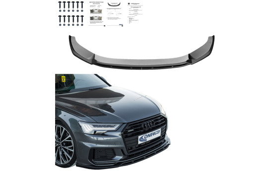 Becquet avant unidirectionnel Audi A6 S-Line/S6 C8 (Berline/Avant) 2018- - Version 3 - Noir brillant, Image 3