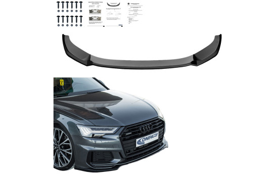 Becquet avant unidirectionnel pour Audi A6 S-Line/S6 C8 (Berline/Avant) 2018 - Version 2 - Noir brillant, Image 2