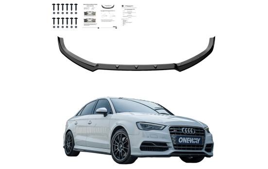 Becquet avant unidirectionnel pour Audi S3 8V (berline/cabriolet) 2013-2016 - Version 2 - Noir brillant, Image 3