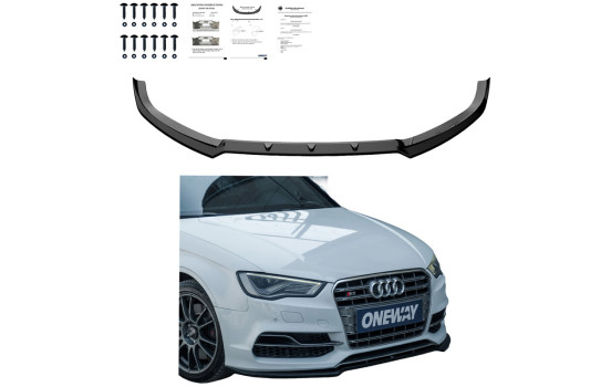 Becquet avant unidirectionnel pour Audi S3 8V (berline/cabriolet) 2013-2016 - Version 2 - Noir brillant, Image 4