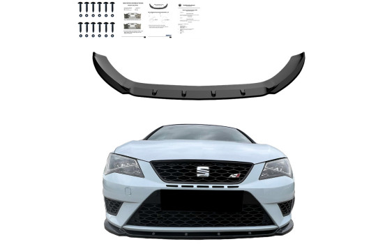 Becquet avant unidirectionnel pour Seat Leon (5F) HB/SC/ST FR/Cupra 2013-2016 - Version 2 - Noir brillant, Image 4