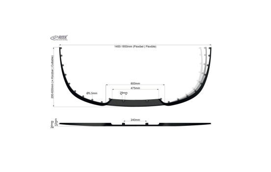 Lèvre de spoiler avant RDX Universal Cup 2.0 - Flexible - Noir (PU), Image 5