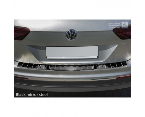 Pare-chocs arrière en acier inoxydable chromé noir Volkswagen Tiguan II avec Allspace 2016- 'Ribs', Image 4