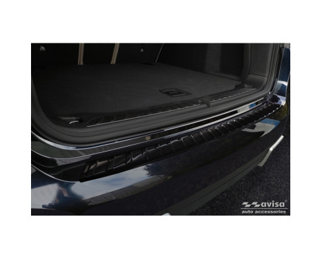 Protecteur de pare-chocs arrière en acier inoxydable noir pour BMW iX3 (G08) 2020- 'Ribs', Image 2