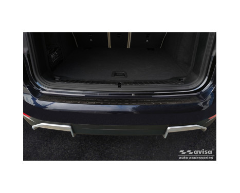 Protecteur de pare-chocs arrière en acier inoxydable noir pour BMW iX3 (G08) 2020- 'Ribs', Image 3
