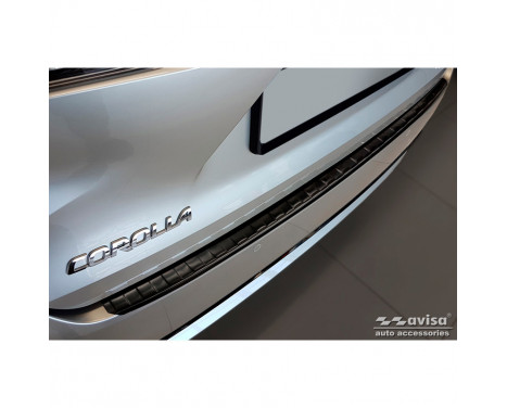 Protecteur de pare-chocs arrière en acier inoxydable noir pour Toyota Corolla XII Combi 2019- 'Ribs'
