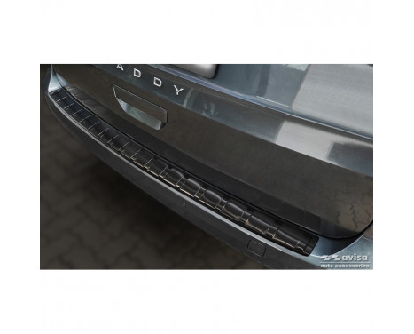 Protecteur de pare-chocs arrière en acier inoxydable noir pour Volkswagen Caddy V 2020- 'Ribs'