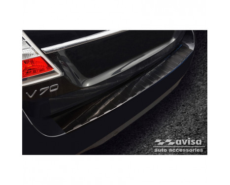 Protecteur de pare-chocs arrière en acier inoxydable noir pour Volvo V70 Facelift 2013-2016 'Ribs'