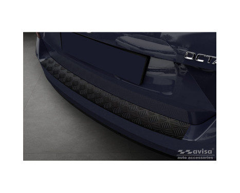 Protecteur de pare-chocs arrière en aluminium noir mat adapté pour Skoda Octavia III Kombi Facelift 2017-2020 'Ri, Image 2