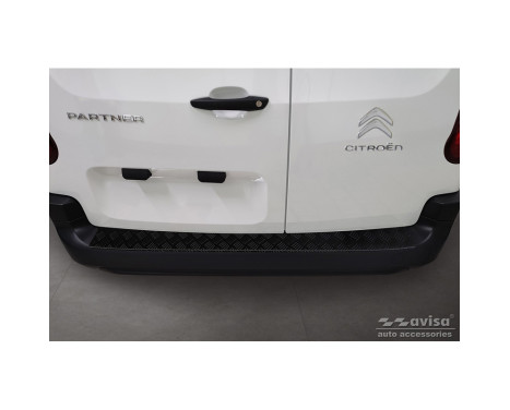 Protecteur de pare-chocs arrière en aluminium noir mat pour Citroën Berlingo (Multispace) et Peugeot Par, Image 2