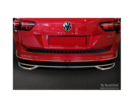 Protecteur de pare-chocs arrière en aluminium noir mat pour Volkswagen Tiguan II avec Allspace et R-Line 2, Image 2