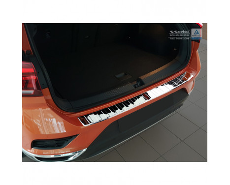 Protection de pare-chocs arrière en acier inoxydable chromé Volkswagen T-Roc 11 / 2017- 'Ribs'