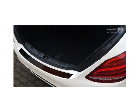 Protection de pare-chocs arrière en carbone pour Mercedes Classe C W205 Berline 2014- Carbone rouge-noir, Image 2