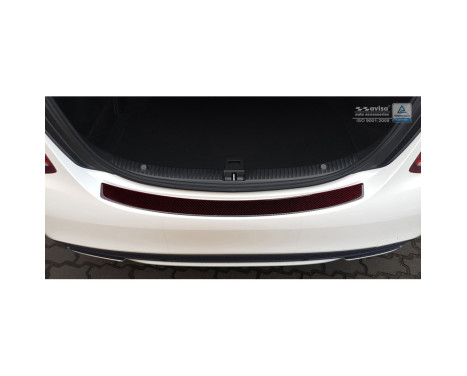 Protection de pare-chocs arrière en carbone pour Mercedes Classe C W205 Berline 2014- Carbone rouge-noir, Image 3