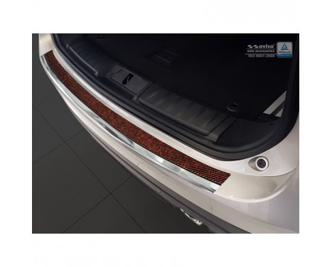 Protection de seuil arrière 'Deluxe' en acier inoxydable Jaguar F-Pace 2016 - Chrome / Carbone rouge-noir