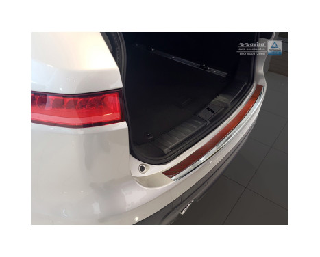Protection de seuil arrière 'Deluxe' en acier inoxydable Jaguar F-Pace 2016 - Chrome / Carbone rouge-noir, Image 2
