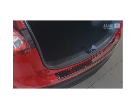 Protection de seuil arrière 'Deluxe' en acier inoxydable Mazda CX-5 2014- Noir / Rouge-Noir Carbone, Image 2