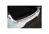 Protection de seuil arrière 'Deluxe' en acier inoxydable Porsche Macan 2014- Chrome / Red-Black Carbon